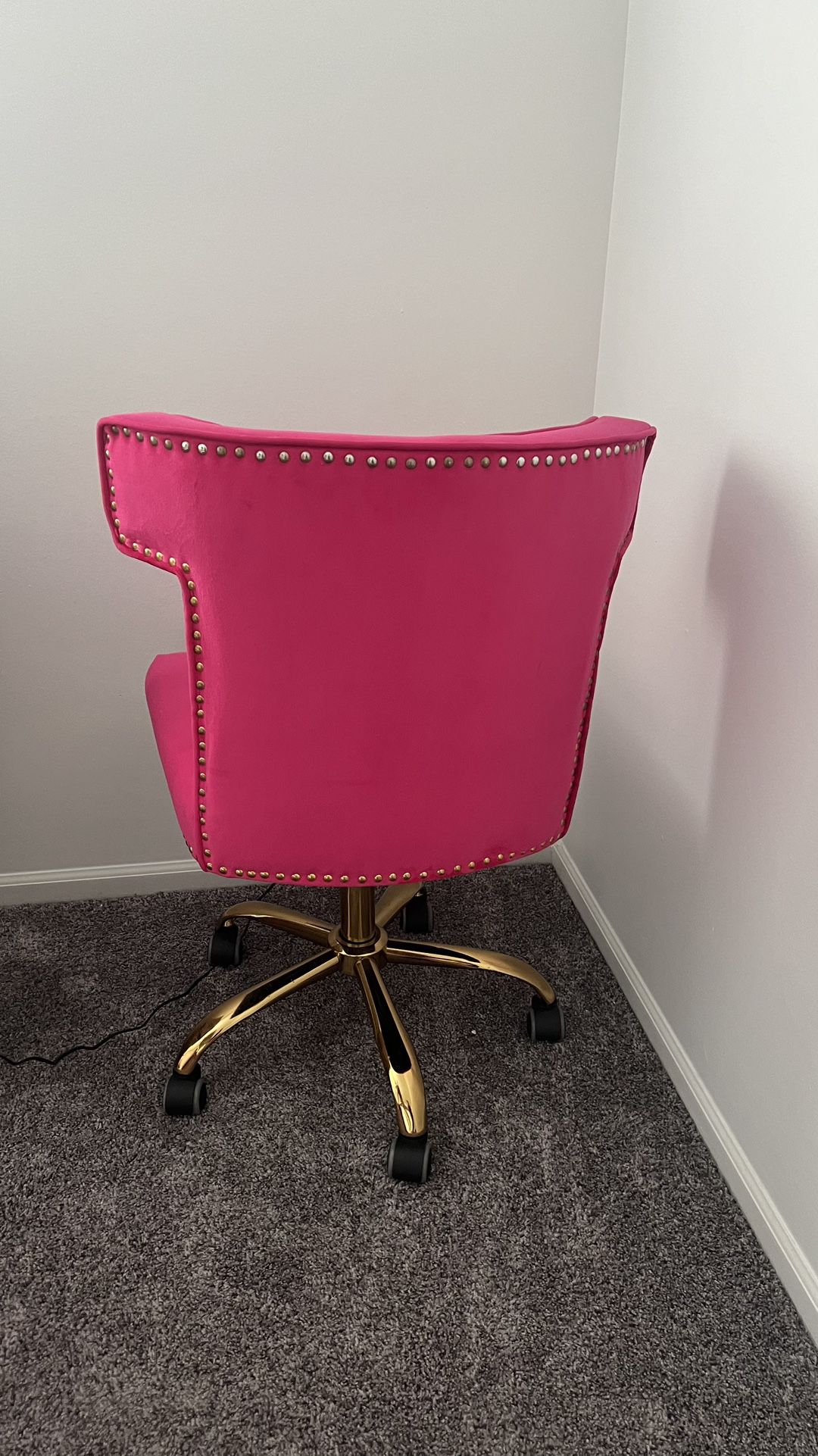 Fuchsia (pink) Gold studded Desk Chair Velvet