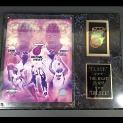  NBA Dwayne Wade/ Shaquille O'Neal Miami Heat PLAQUE  2005  15 X 12 Black 