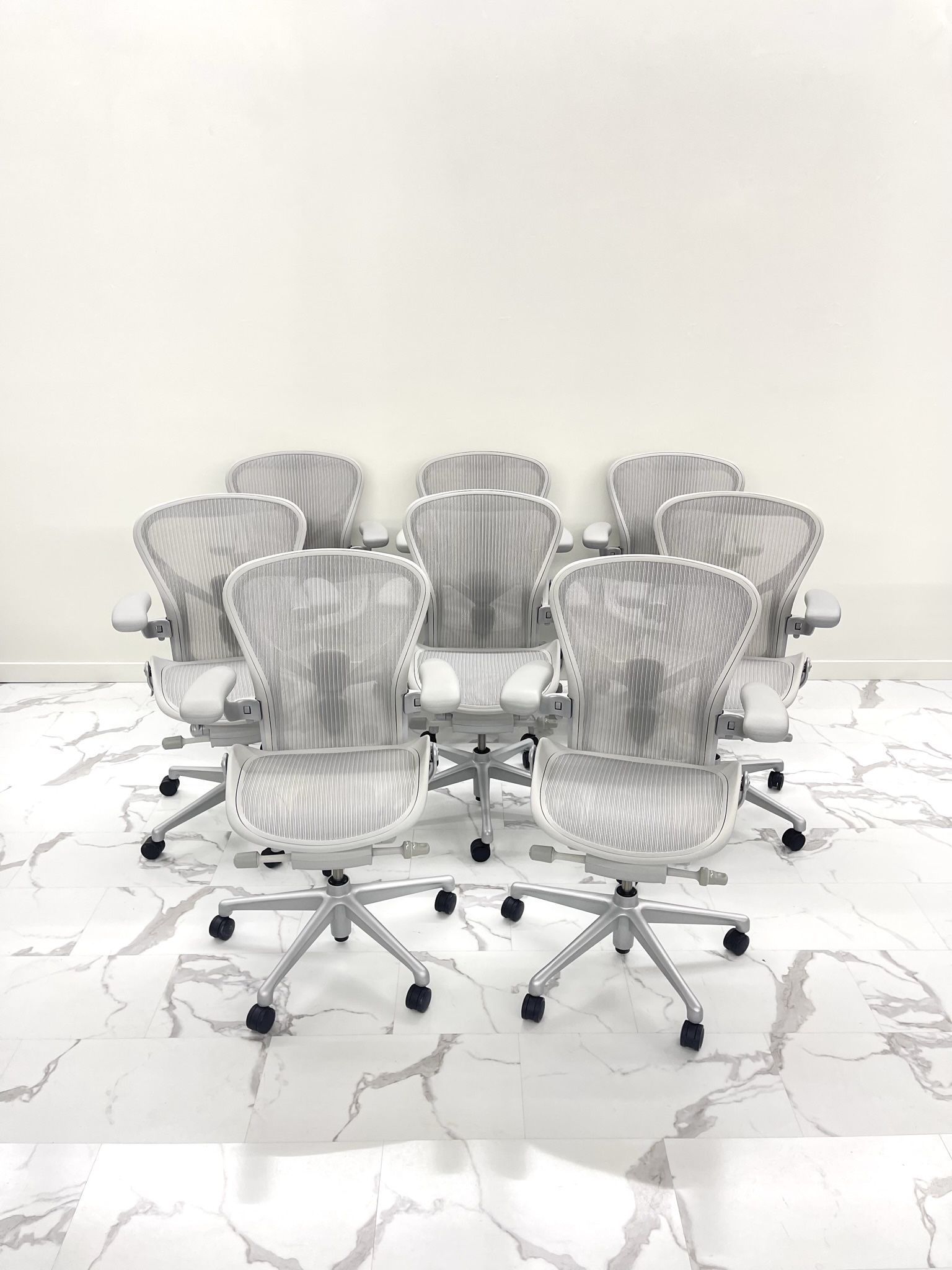 LIKE NEW HERMAN MILLER REMASTERED AERON CHAIRS SIZE B MINERAL COLOR FULLY LOADED WITH POSTURE FIT SL!
