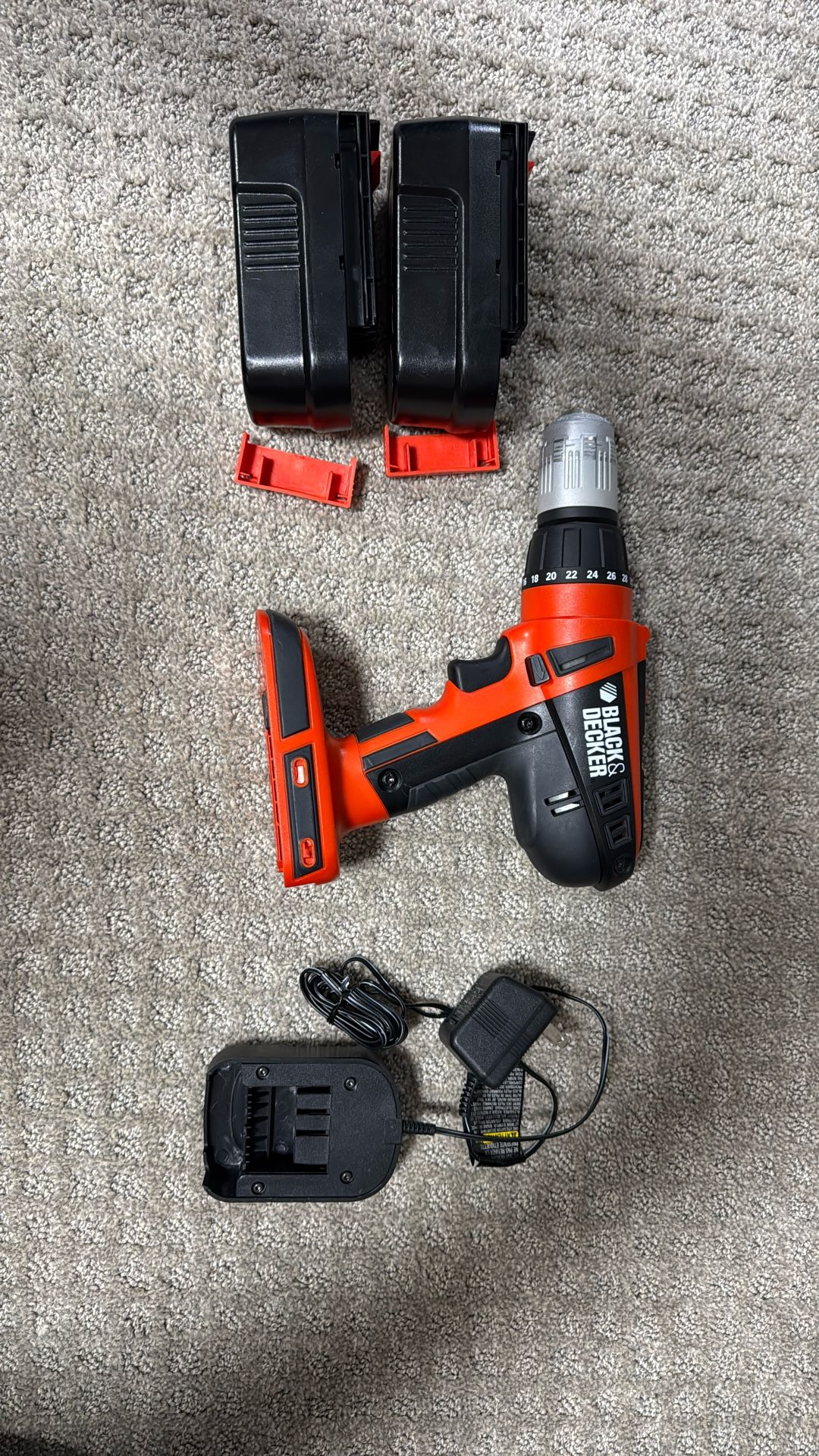 Black and Decker Cordless Drill - 2 Batteries And Charger