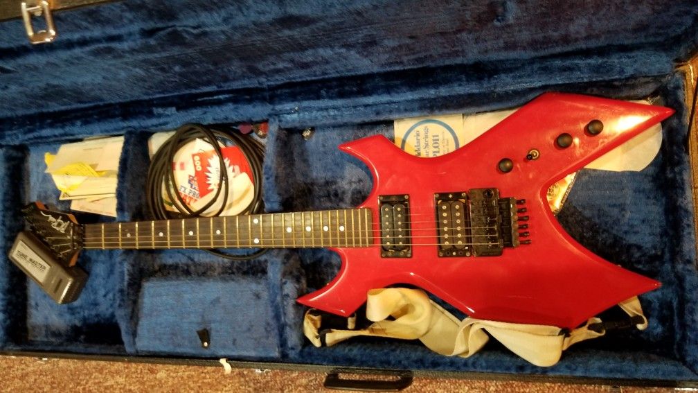 BC Rich NJ series Guitar, tuner, and Fender M80 Amplifier