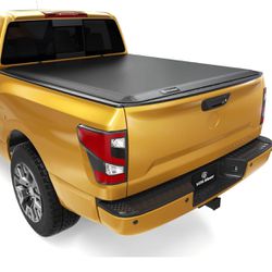 YITAMOTOR Soft Quad Fold Truck Bed Tonneau Cover For 2004-2015 Nissan Titan, Fleetside 5.5 ft Bed 