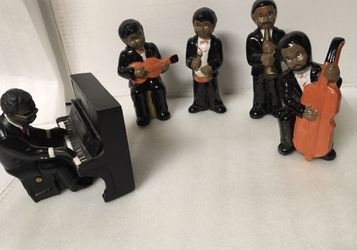 Jazz Band Ceramic Figures 5 piece 6” tall