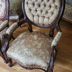 Pair Of Two Beautiful Antique Parlor Chairs-Lovely Carving