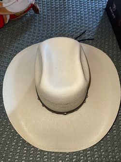 Straw Cowboy Hat with Silver Concho Band