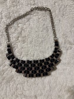 Silver and Black Statement Bib Necklace