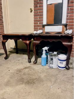 Matching End Tables Wooden Mahogany