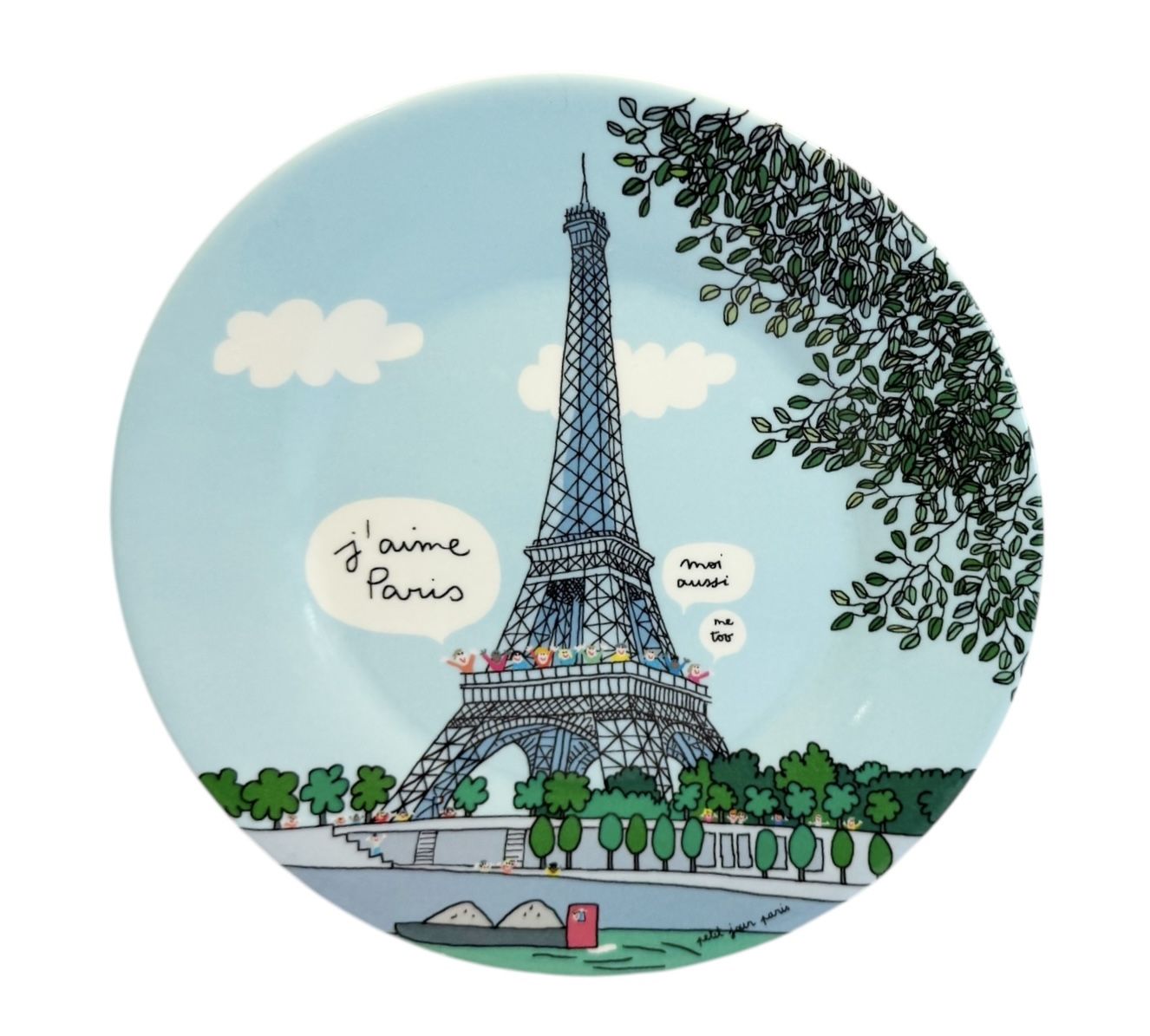 PETIT JOUR Paris Eiffel Tower “J’aime Moi Aussi Me Too” Melamine Childs 8” Plate