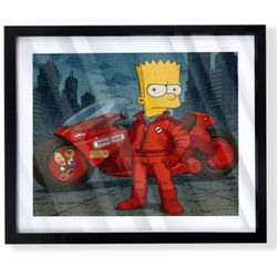 the Simpsons Bart as Mitsuru Kuwata From Akira Custom art in black Frame