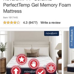 Novaform 14” Serafina PerfectTemp Gel Memory Foam King Mattress 
