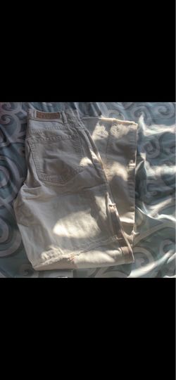 White Denim Jeans with Distressed Detail