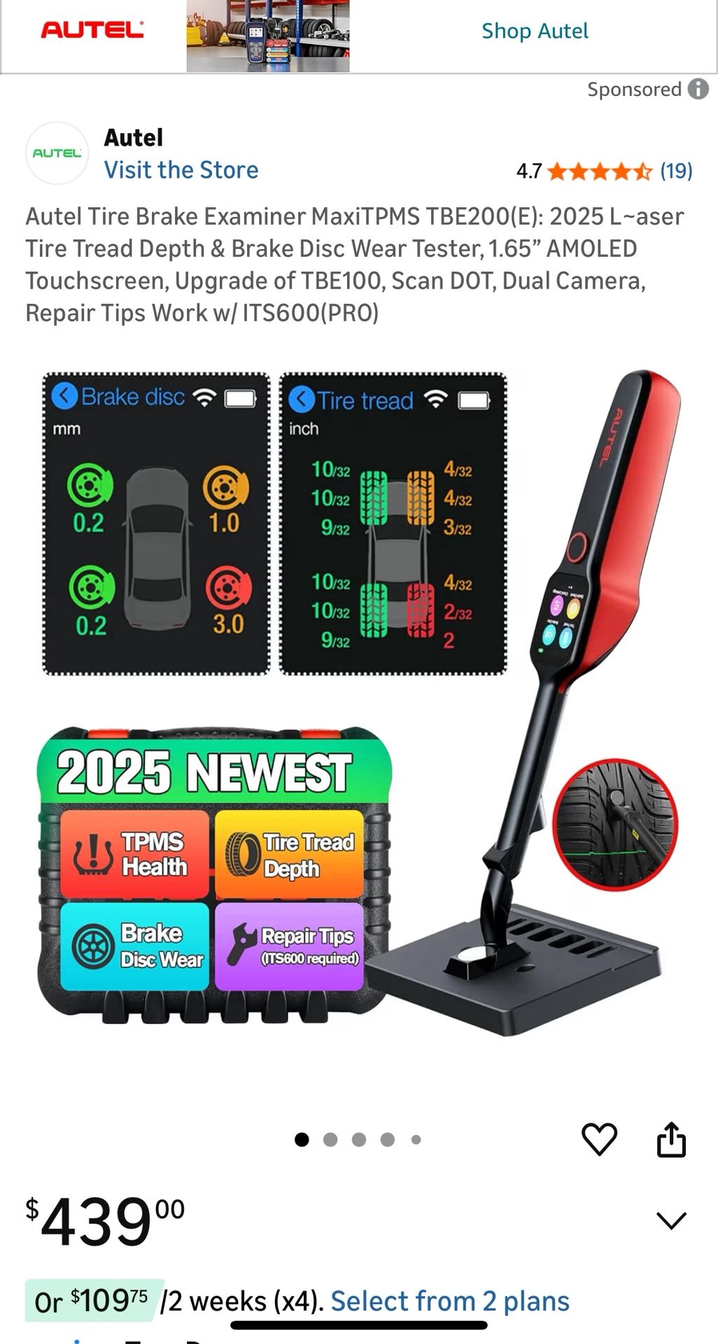 Autel Tire Brake Examiner MaxiTPMS