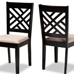 Baxton Studio Caron Sand Brown Wood Dining Chairs (Set of 2)