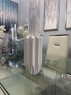 White Geometric Ceramic Vase