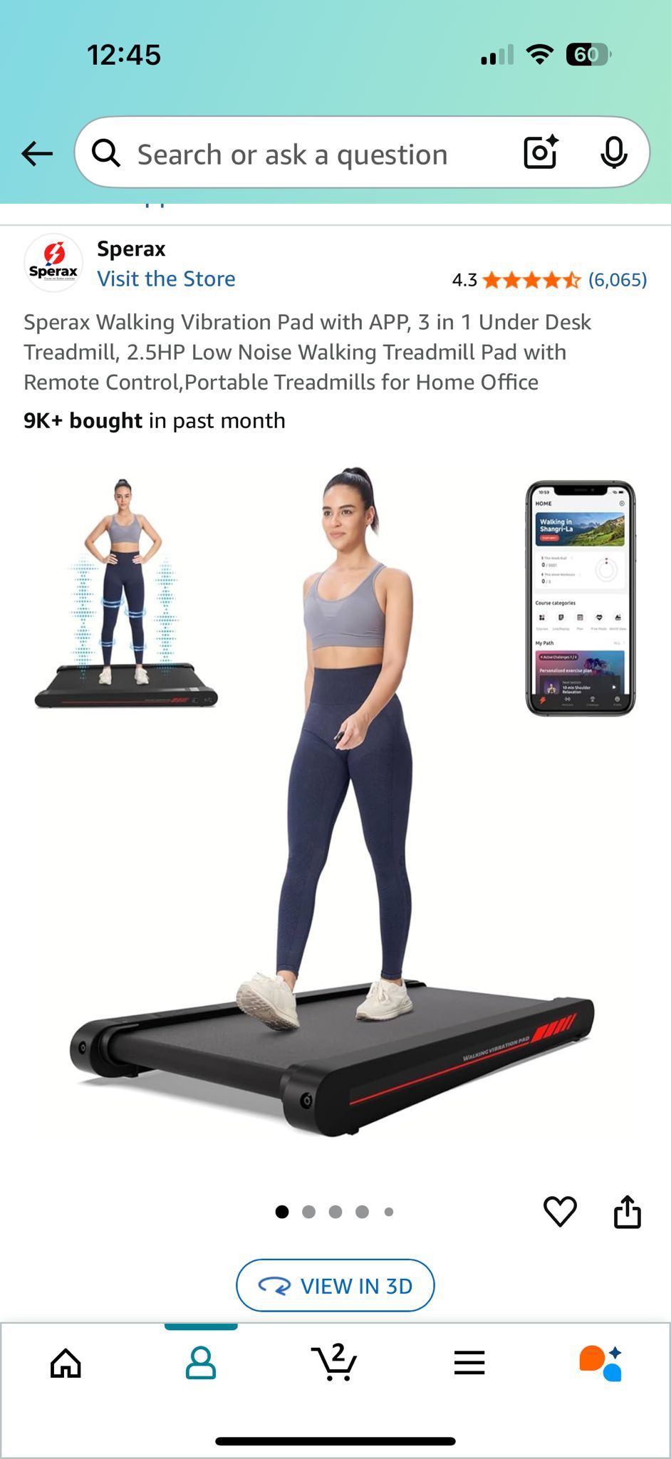 Sperax Walking Vibration Pad with APP, 3 in 1 Under Desk Treadmill, 2.5HP Low Noise Walking Treadmill Pad with Remote Control,Portable Treadmills for