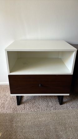 Modern/Midcentury white and wood night stand