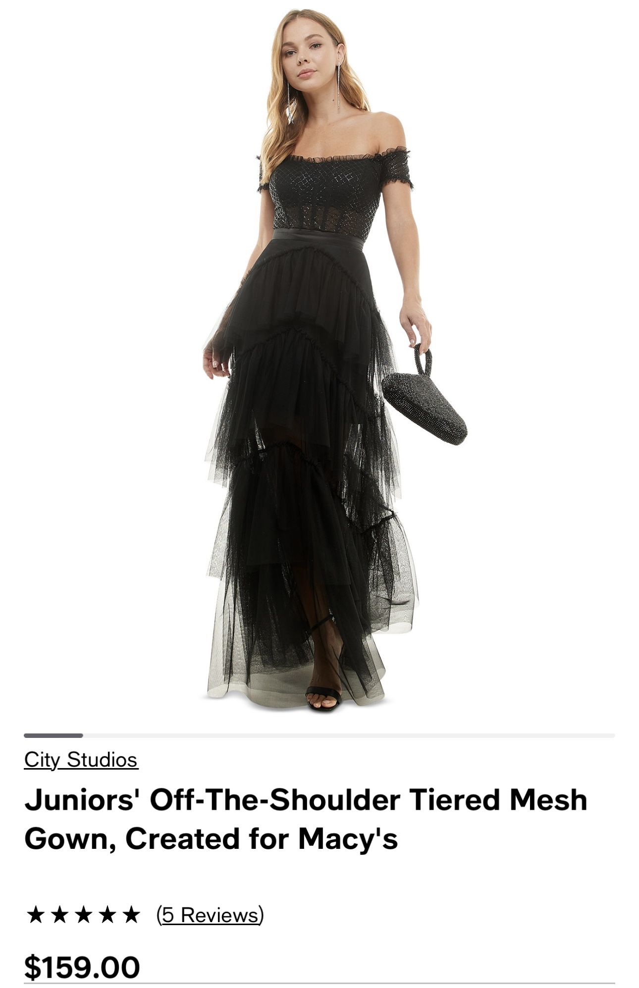 BLACK PROM DRESS LONG GOWN OFF THE SHOULDER SEQUINS MACYS - www.joarbit.com
