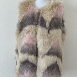 beige fur vest