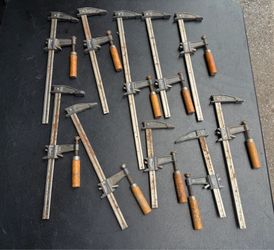 Lot of 10 Various Size Sliding  F-Clamps Wood Working Bar Clamp Tools!