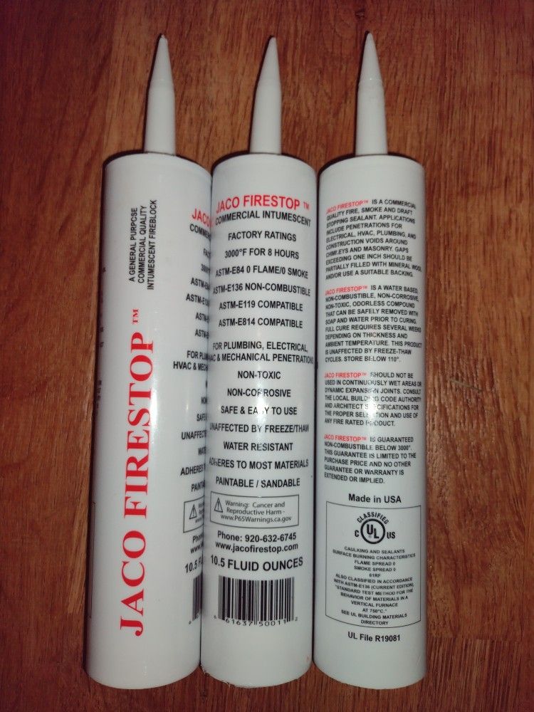 Jaco Firestop Commercial Intumescent: Fire Stop Caulk Sealant