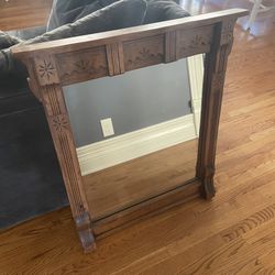 Large Heavy Wooden Framed Mirror