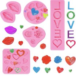 5 Pack Heart Shape Silicone Mold Valentine's Day Fondant Molds Non-stick  Chocolate Candy Lips Rose Flower Love Letter Silicone Molds Wedding Fondant  C for Sale in Sugar Land, TX - OfferUp