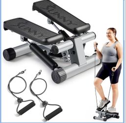 Sunny Health & Fitness Mini Stepper for Exercise at Home, Stair Step Workout Machine with Resistance Band 