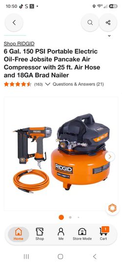 6 Gal. 150 PSI Portable Electric Oil-Free Jobsite Pancake Air Compressor with 25 ft. Air Hose and 18GA Brad Nailer