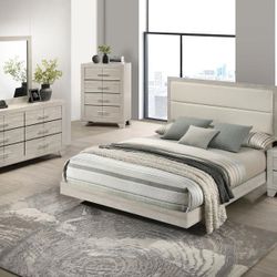 4 Pc Queen Bedroom Set With Queen Bedframe Dresser Mirror And Nightstand On Sale Now Don't Miss