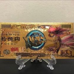 Gold Foil Plated Yoko Kurama Yu-Yu Hakusho Banknote