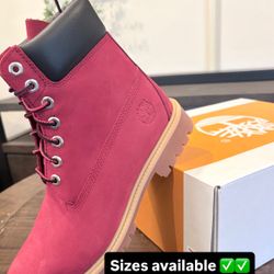 Sizes 9M & 10.5M Timberland 6" Premium Waterproof Boot Dark Red Nubuck