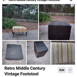 Velvet Footstool, Cube Real Leather Ottoman 