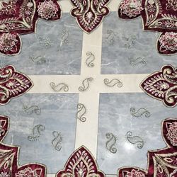 Hand Beaded Table Topper, Burgundy