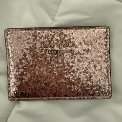 Limited Edition Kate Spade Rose Gold Glitter Card Holder Wallet  