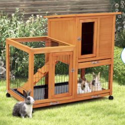Orange Wooden  Rabbit Hitch / Chicken Coop  60 Inches Wide 