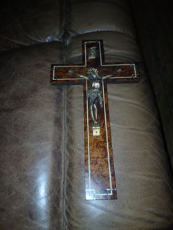Decorative Wood Crucifix with Metal Corpus