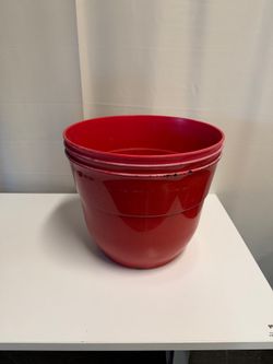 Set of Three Vibrant Red Plastic Planter Pots