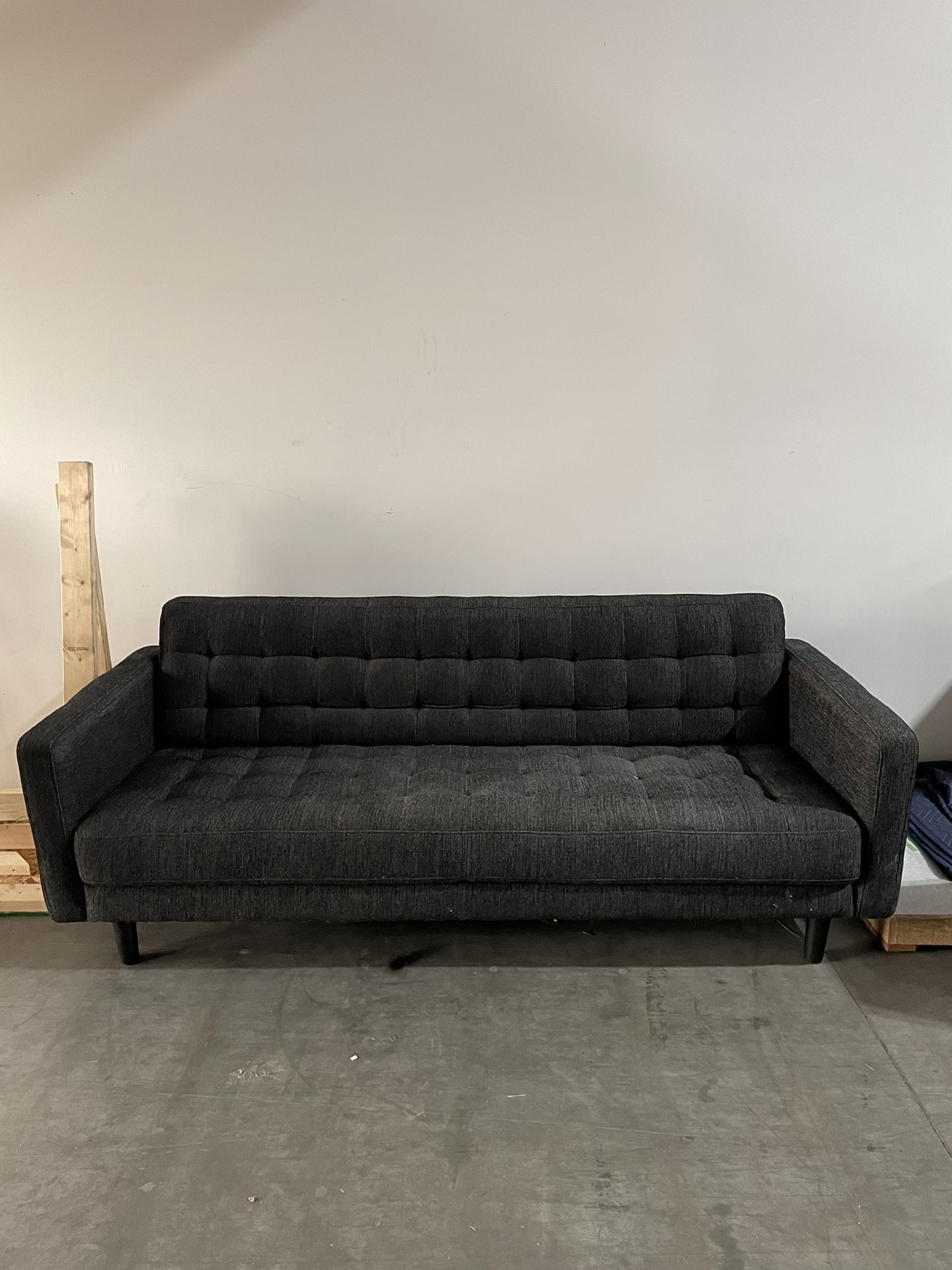 Mid Century Couch Dark Grey