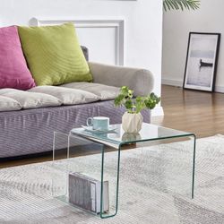Glass Nightstand, Side Table, Coffee Table - S Shaped