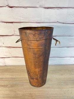 Rustic Distressed Metal Flower Bucket Planter 18”