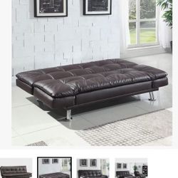 Faux Leather Tufted Sleeper Sofa 