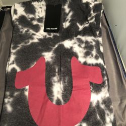 New True Religion, Men’s Black Logo, Tie-Dye Joggers, Sweatpants, Small Size