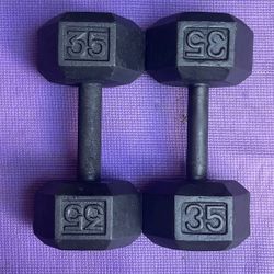 PAIR OF 35 LB. DUMBBELLS