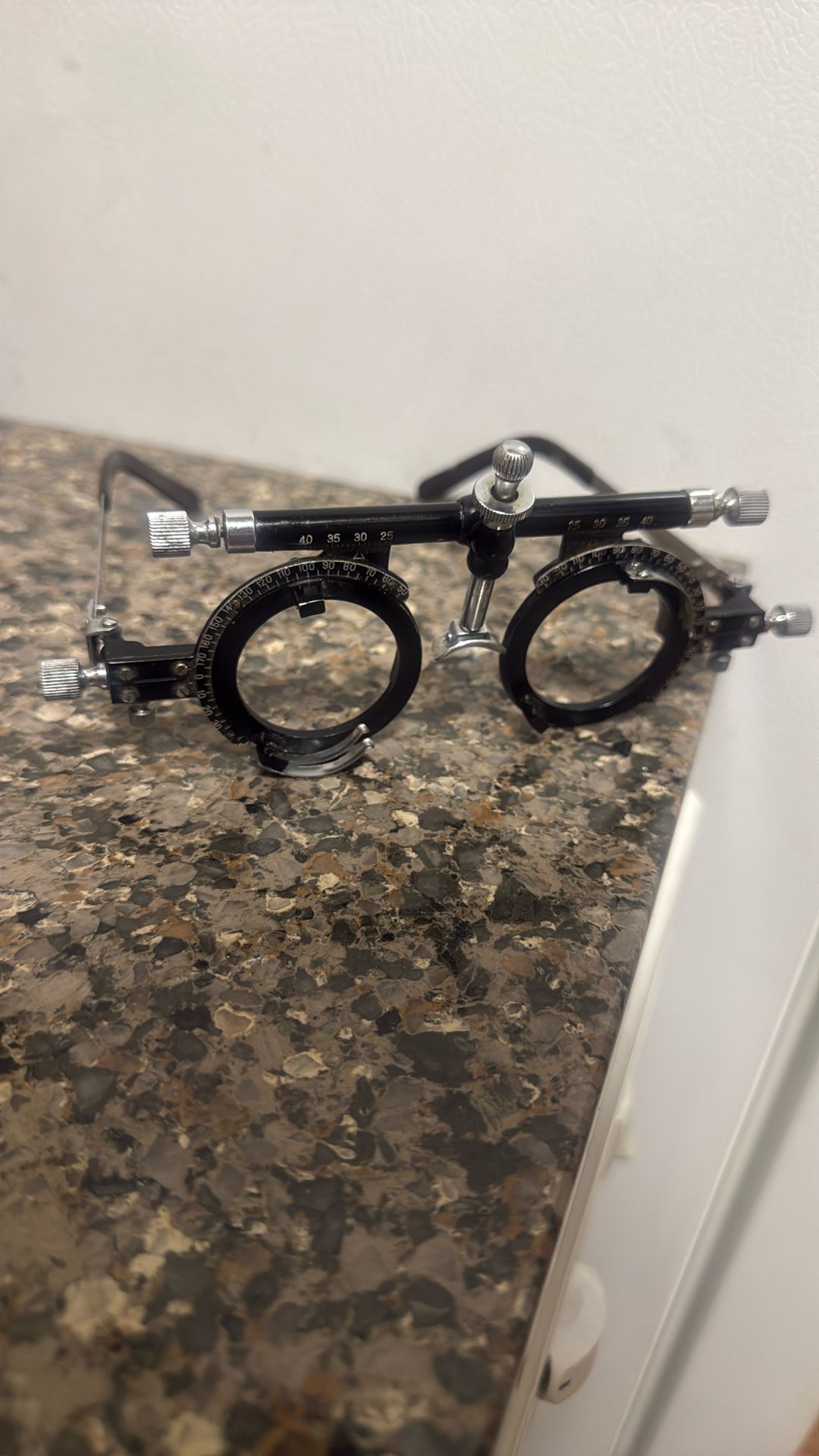 Vintage Adjustable Trial Frame – Optometry Exam Tool – PD Scale & Axis Dials – Medical Collectible