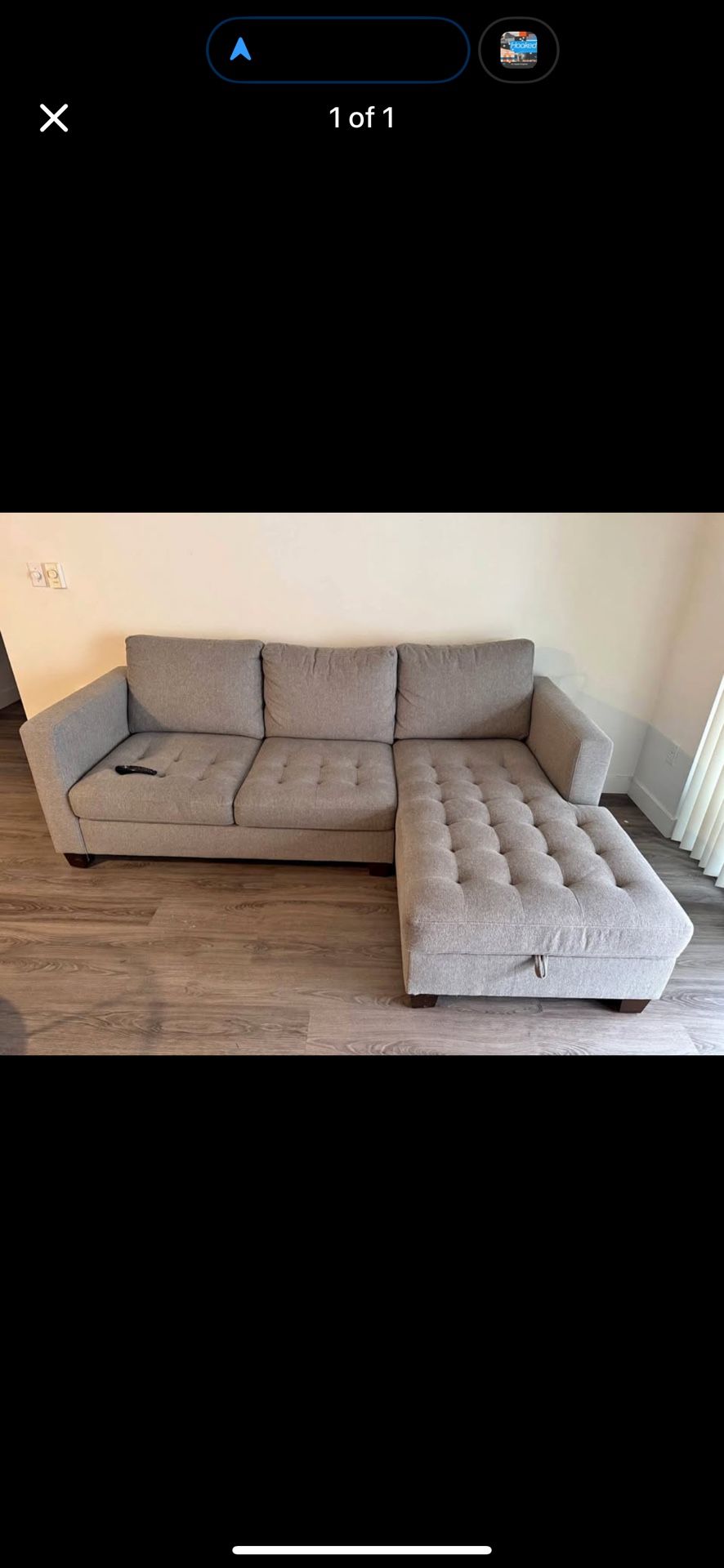 Gray Sectional  With Storage 