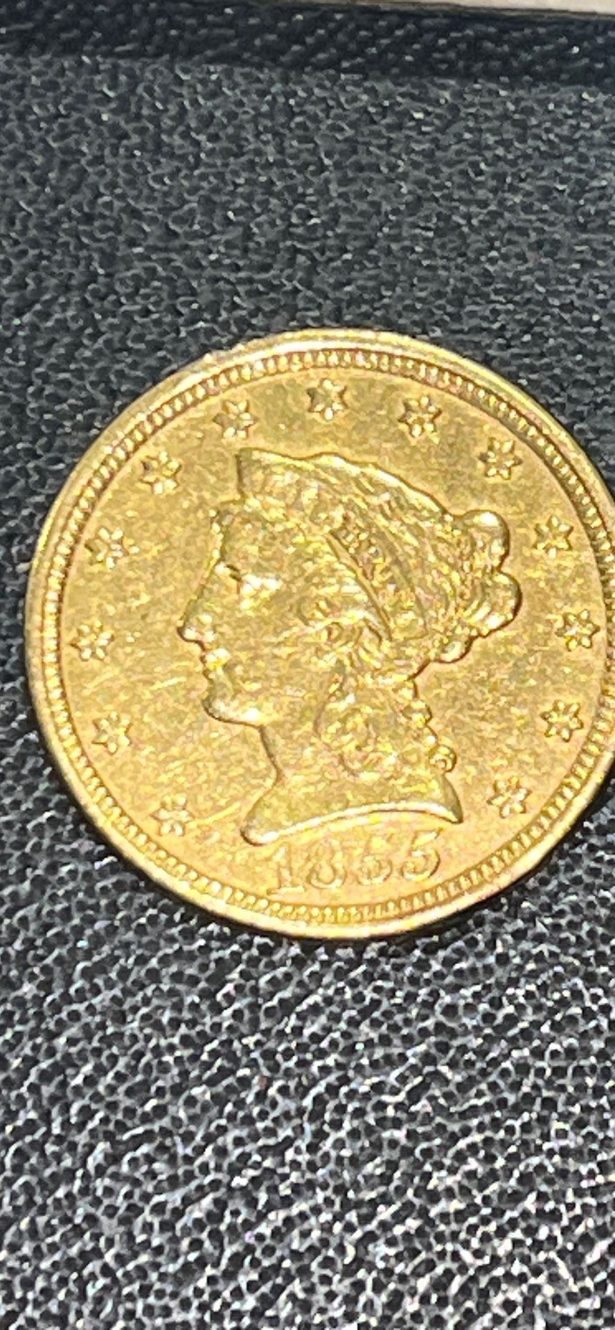 Gold Coin. 1855 Gold Liberty Head $2.50 Coin