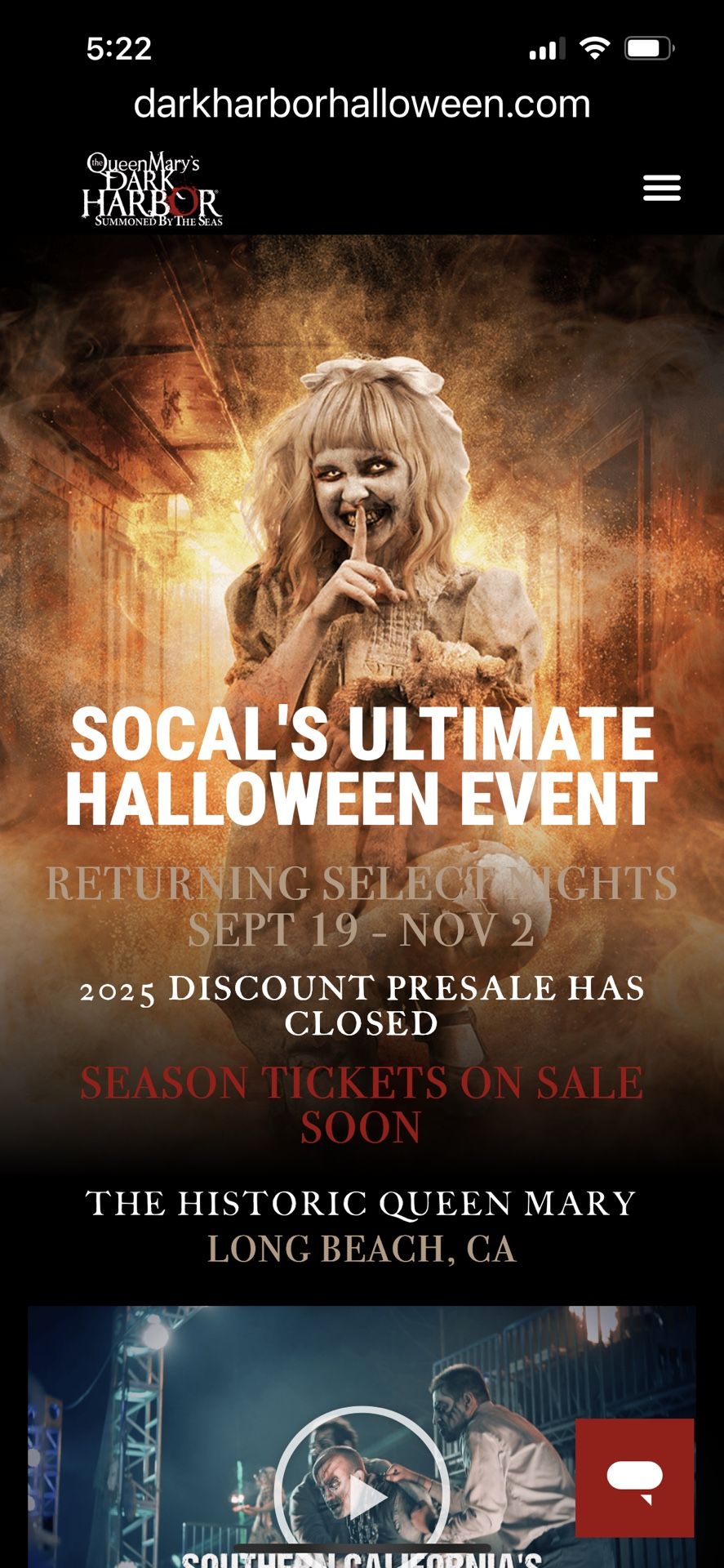 Two VIP Tickets With Early Entry Dark Harbor