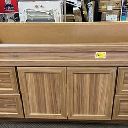 Glacier Bay Canfield 60 in. W x 21 in. D x 33.5 in. H Bath Vanity Cabinet without Top in Walnut Finish