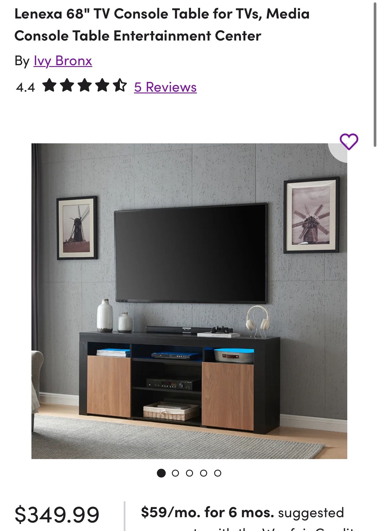 Lenexa 68" TV Console Table for TVs, Media Console Table Entertainment Center
