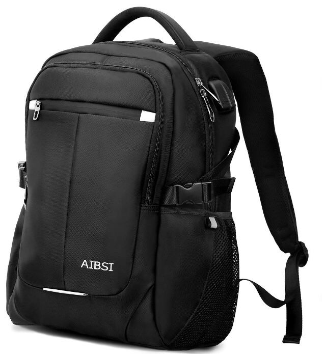 New-Laptop Backpack, AIBSI Anti Theft Business Backpack for Women & Men, Slim Durable Travel Computer Bag, Waterproof College School Bookbag with USB